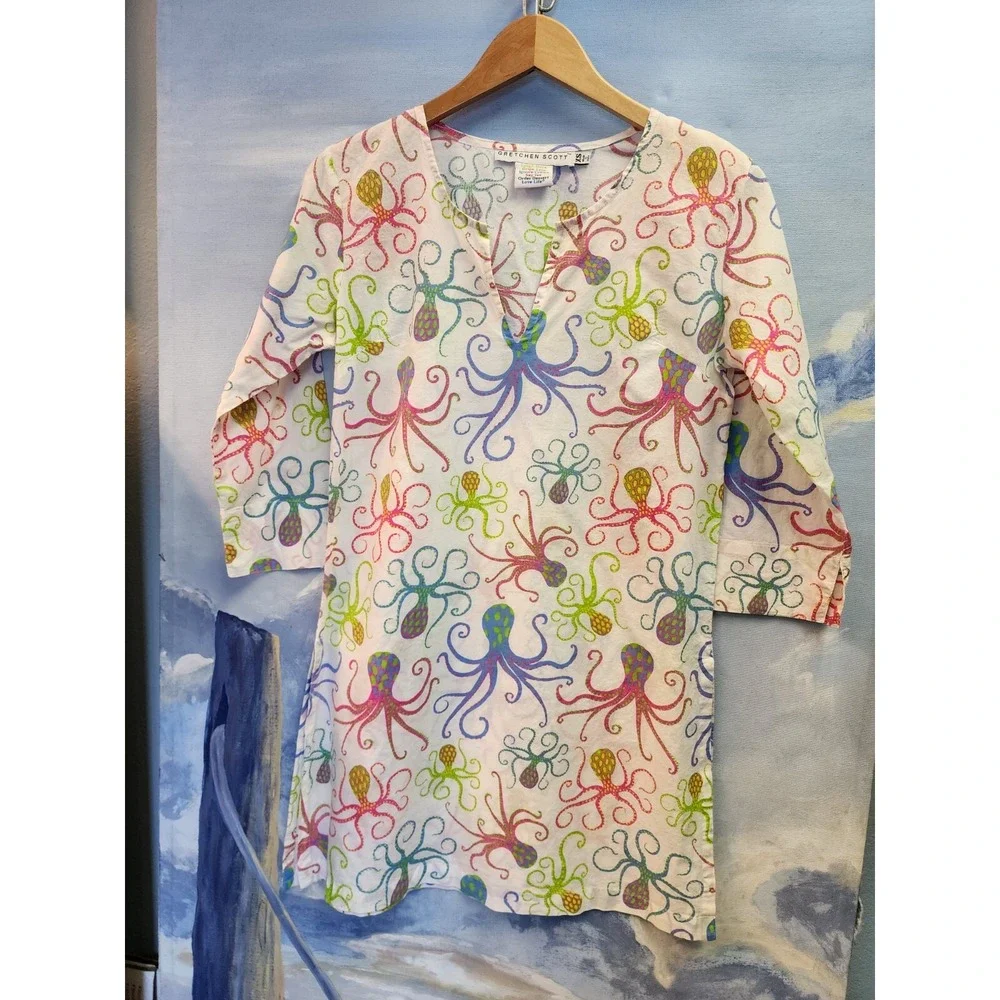 Gretchen Scott XS NEW Octopus Print Tunic Colorful $129